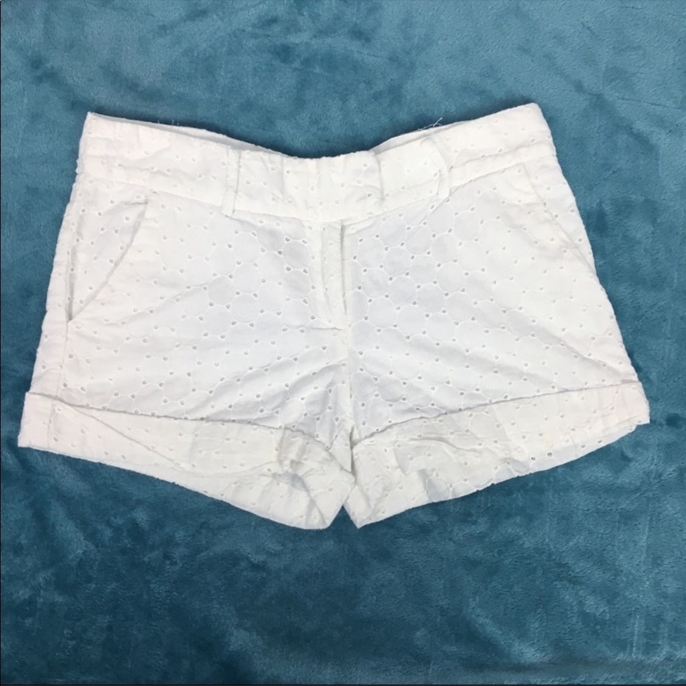 Bar III Short Size Small White Eyelet Cuffed Shorts Summer Cotton